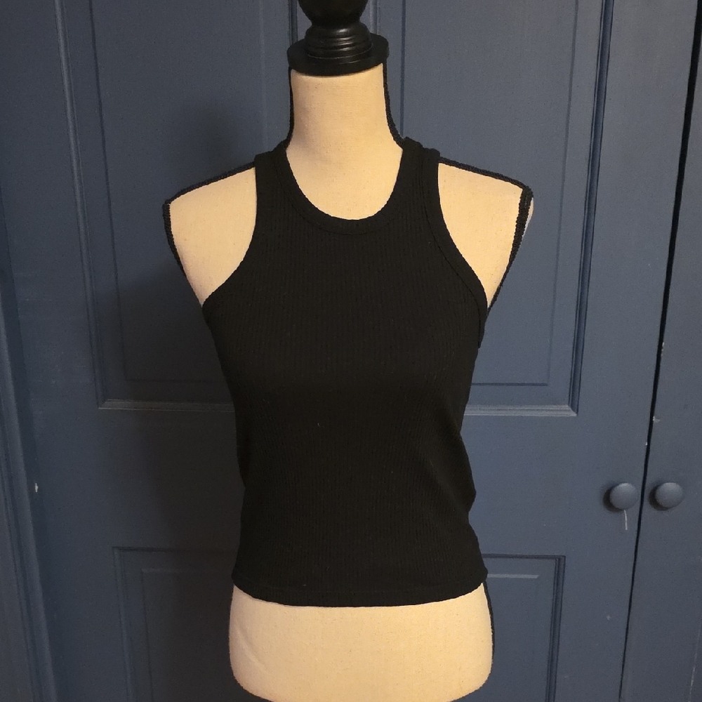 NWOT Stoic Women's Black Ribbed Racerback Tank Top Sz Small